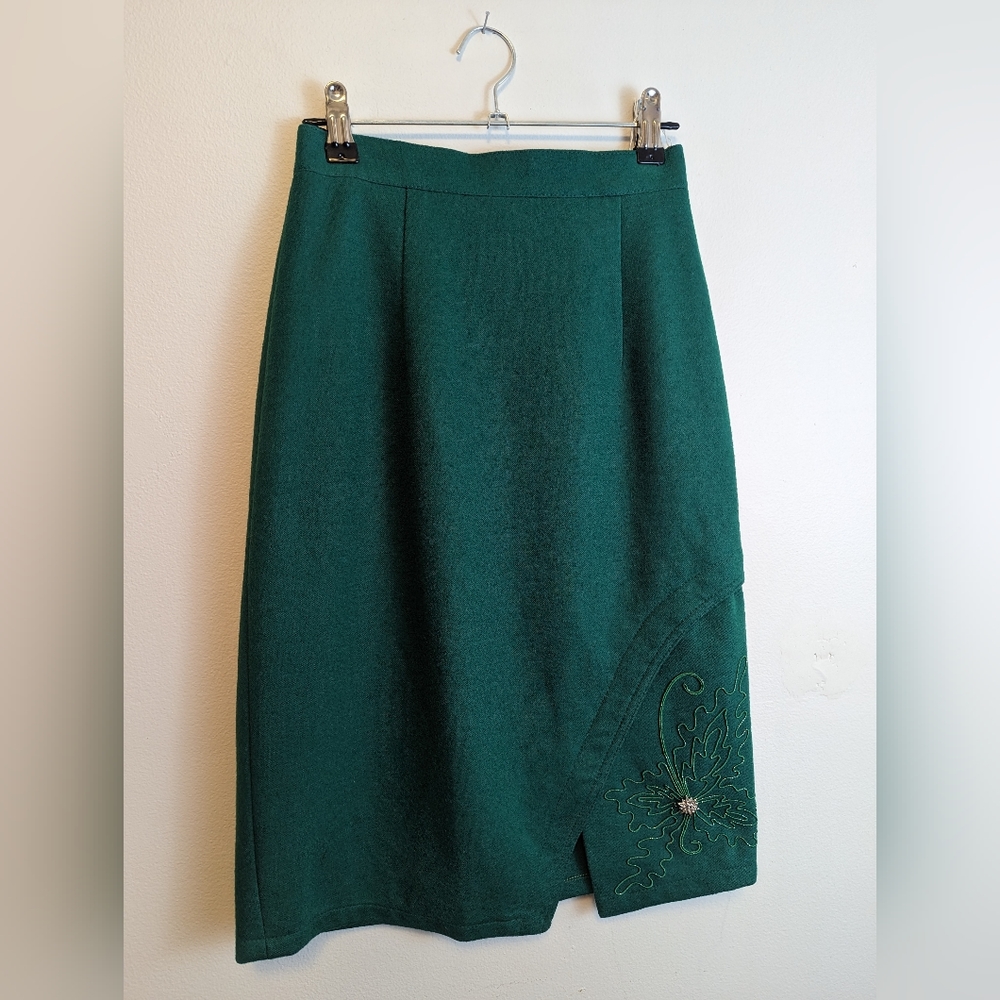 Vintage green holiday skirt with sparkly embellishment